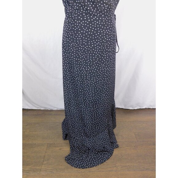 Prettygarden Dress Womens Medium Black Polka Dot Wrap Maxi Ruffle Short Sleeve - Picture 3 of 12